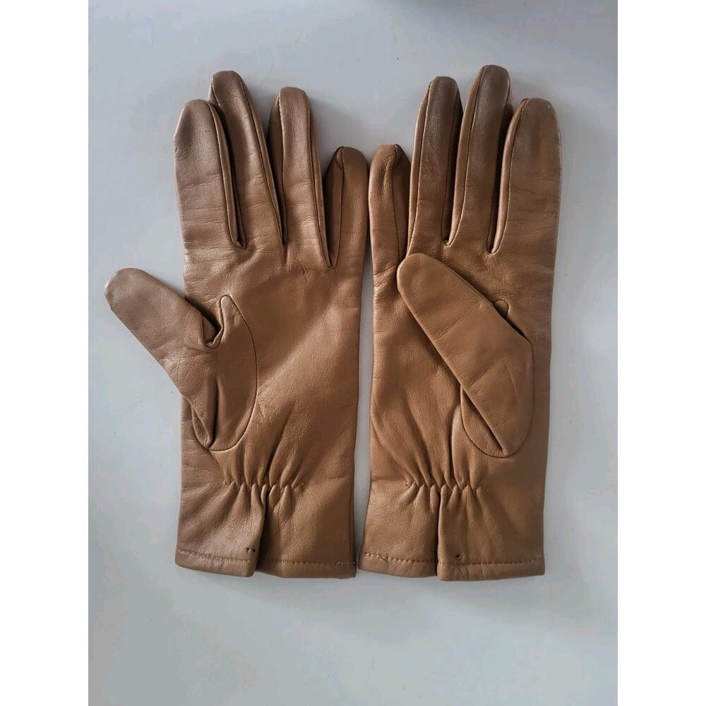 Fownes Womens Brown Leather Driving Gloves Lined Size 7.5 Preppy Warm VTG